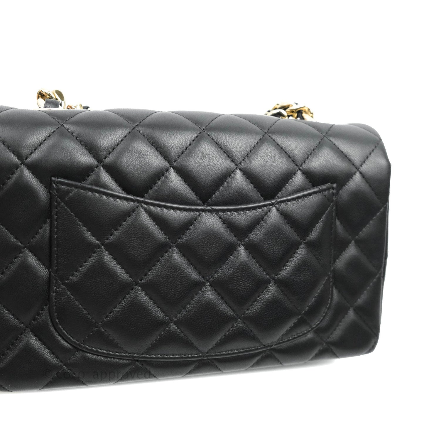 Chanel Quilted Mini Rectangular Lambskin Black Flap With Charms Gold Hardware 21C