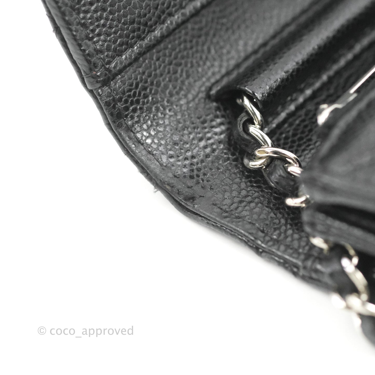 Chanel Quilted Mini Wallet on Chain WOC Black Caviar Silver Hardware