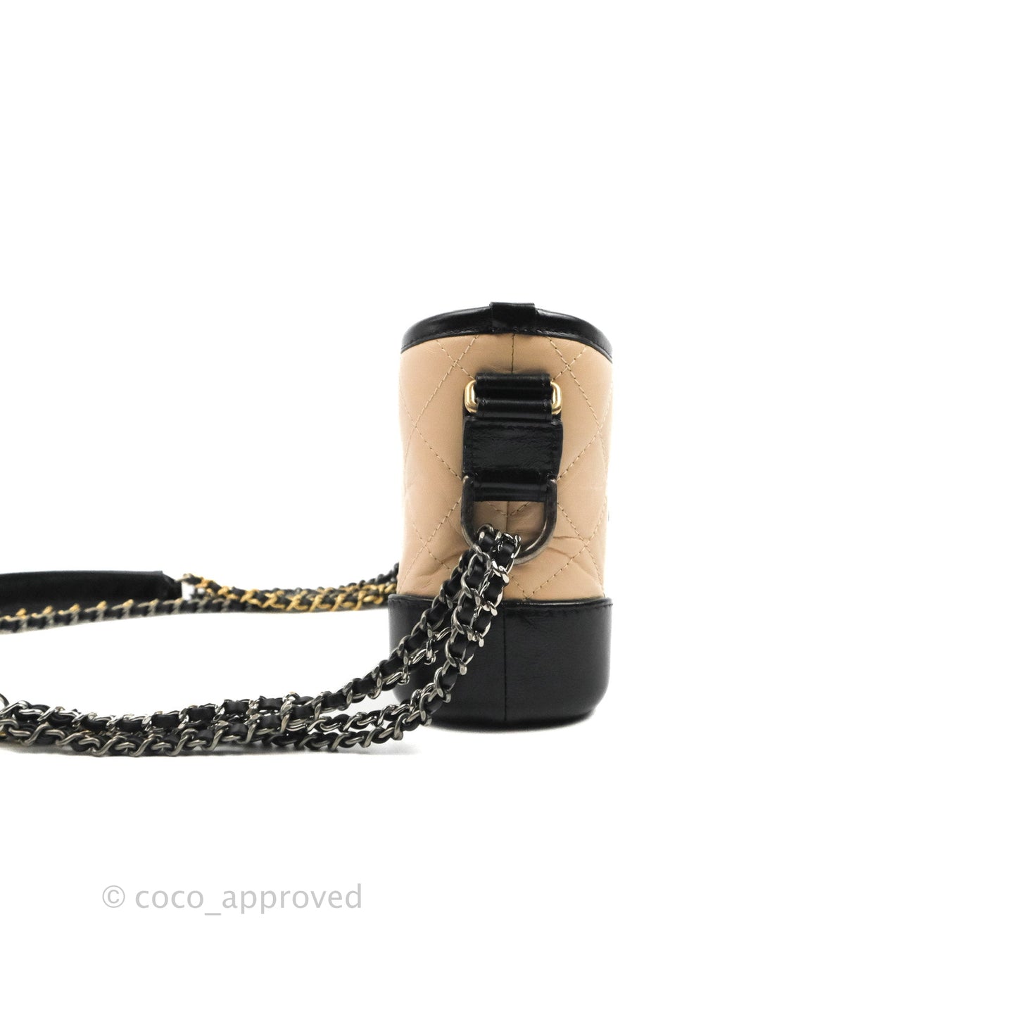 Chanel Quilted Small Gabrielle Hobo Black Beige Aged Calfskin