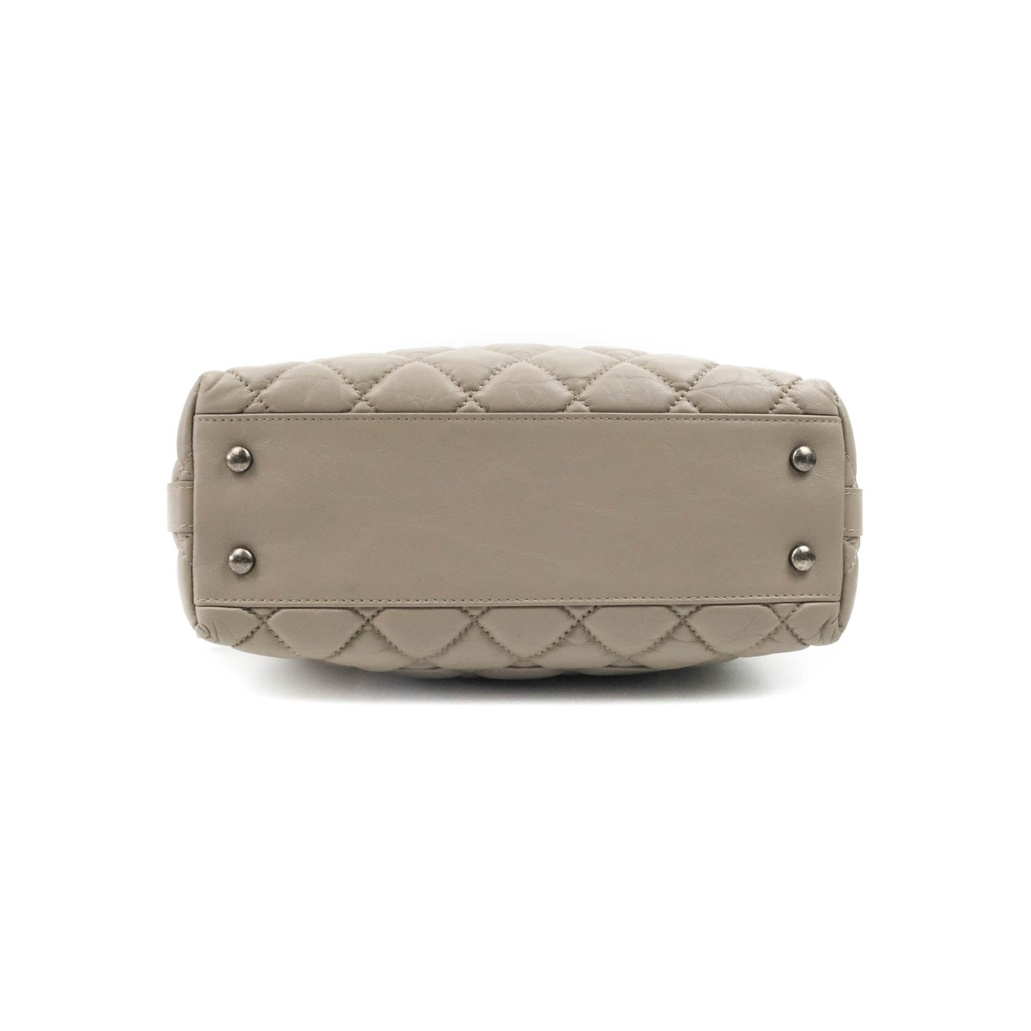 Chanel Quilted Small Coco Handle Bowling Bag Grey Aged Calfskin Ruthenium Hardware