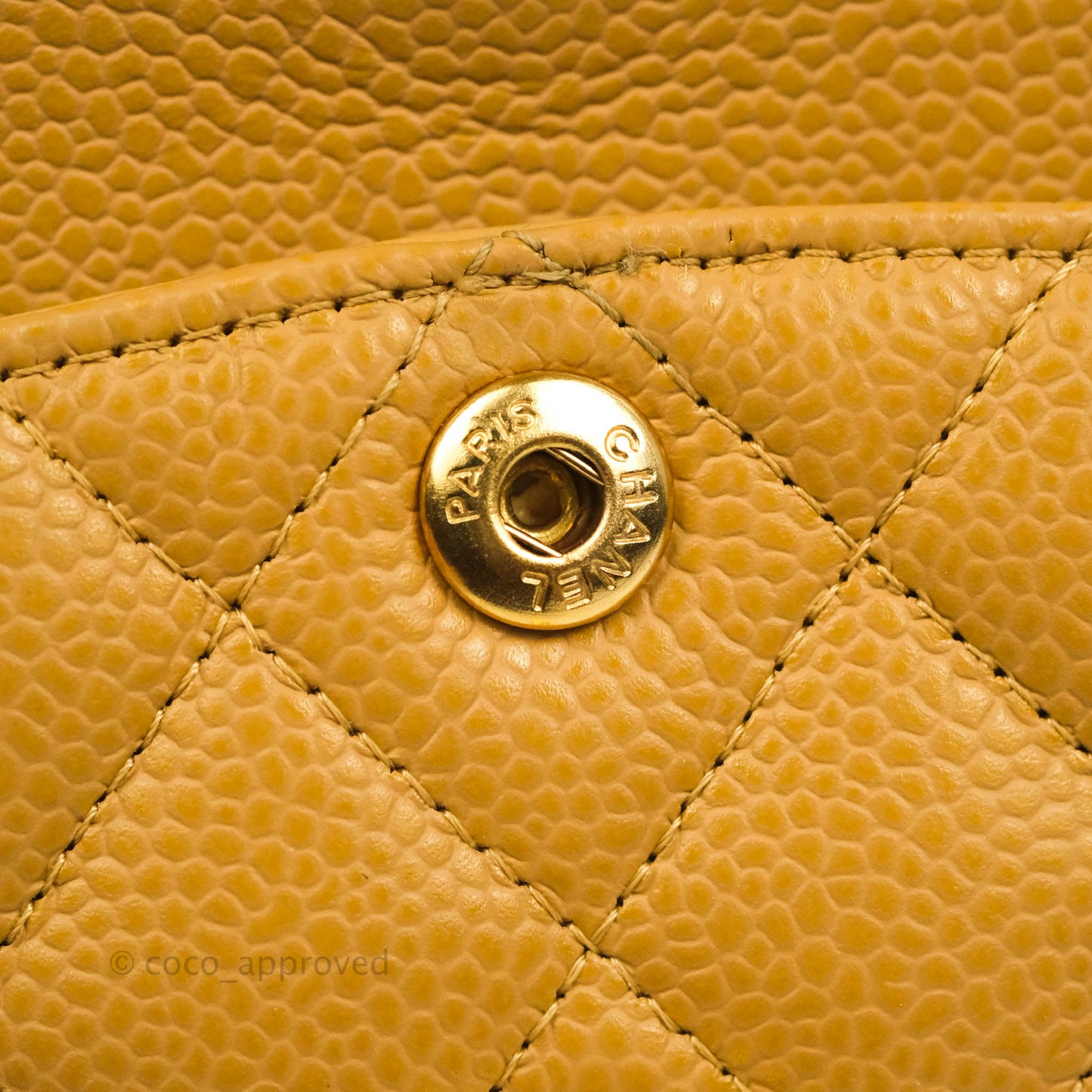 Chanel S/M Small Classic Quilted Flap Dark Beige Caviar 24K Gold Hardware