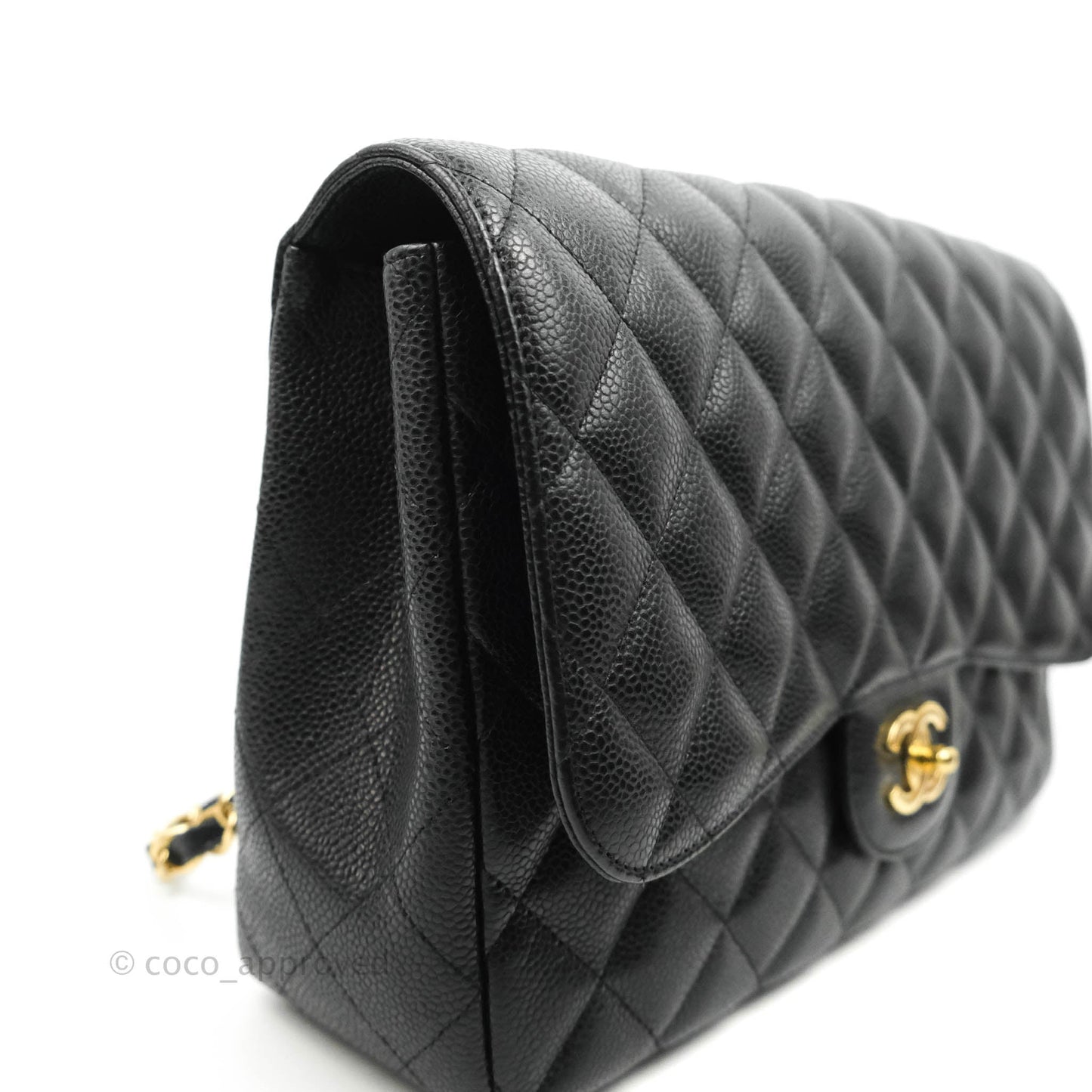 Chanel Jumbo Single Flap Black Caviar Gold Hardware