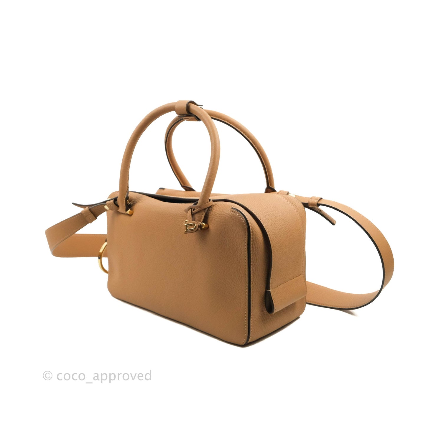 Delvaux Cool Box MM in Taurillon Soft Grained Calfskin Vegetal Ivory Gold Hardware