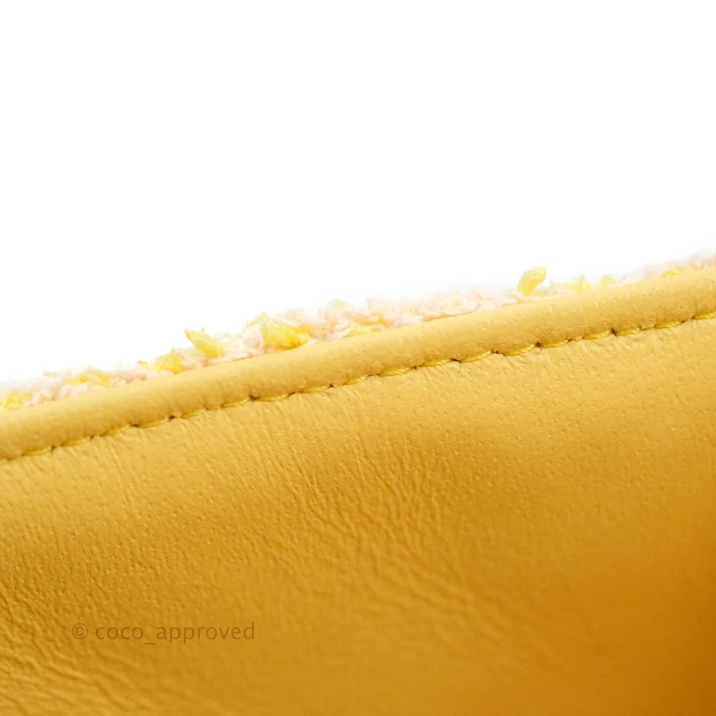 Chanel Classic Mini Rectangular Flap Yellow Tweed Gold Hardware