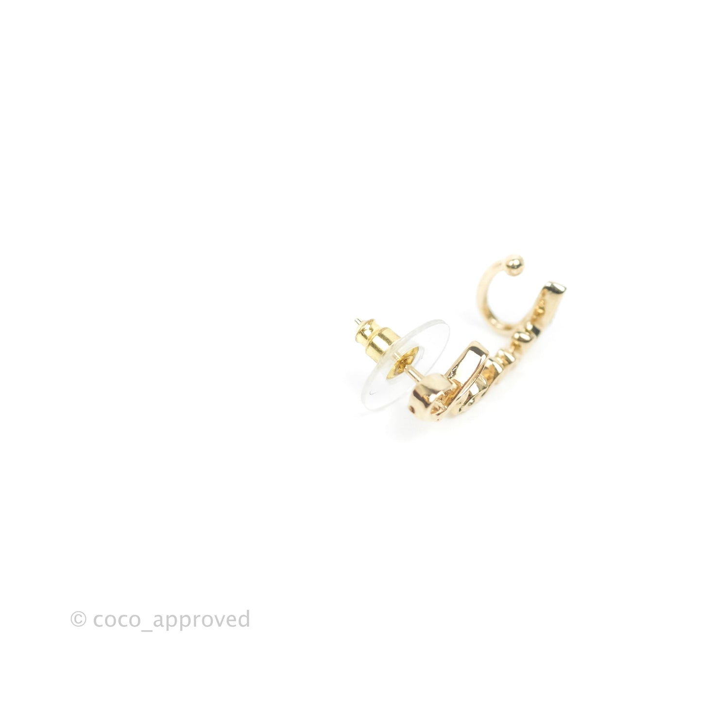 Chanel CC Coco Crystal Earrings Ear Clip Gold Tone 22P