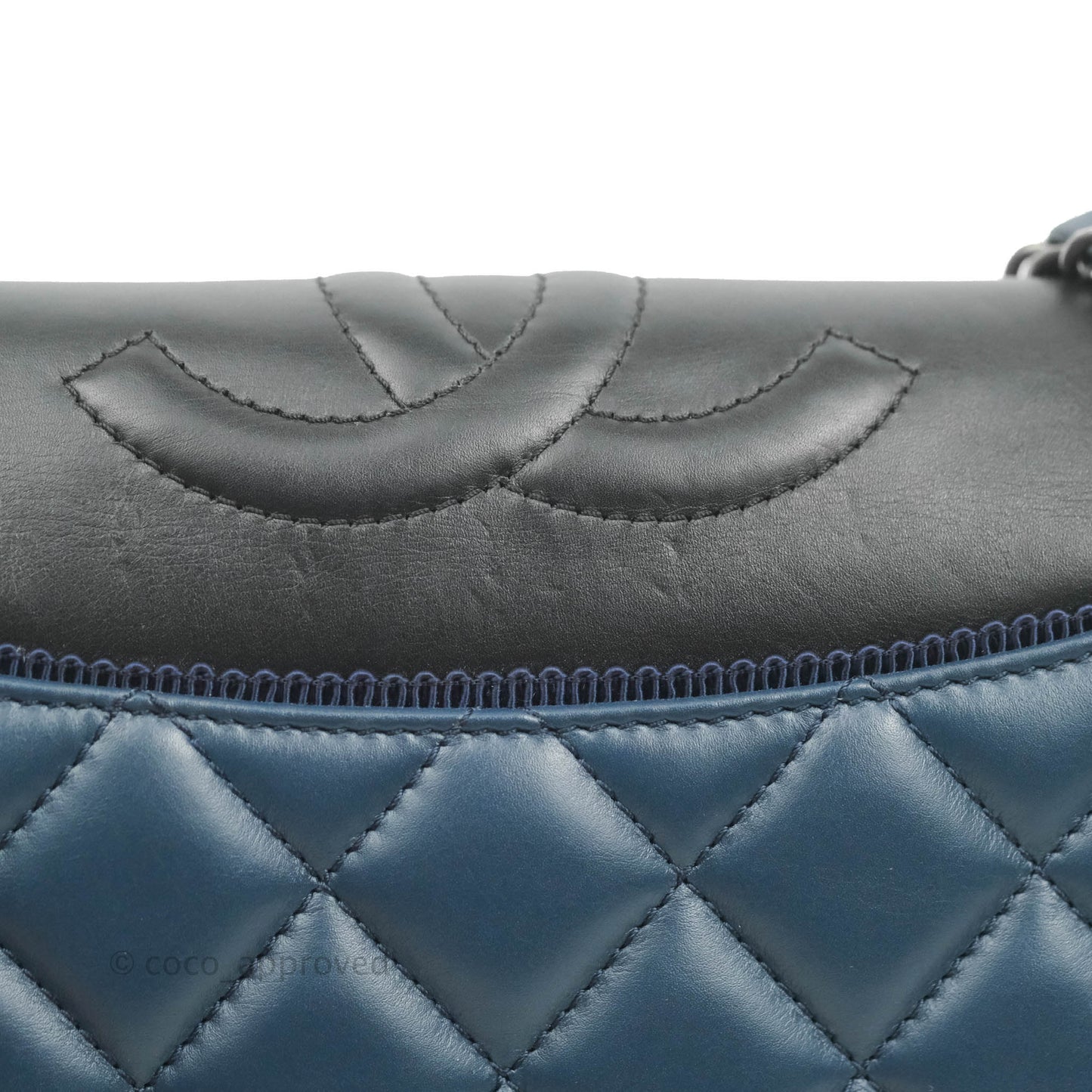 Chanel Quilted Ballerina Small Flap Bag Blue Black Ruthenium Hardware