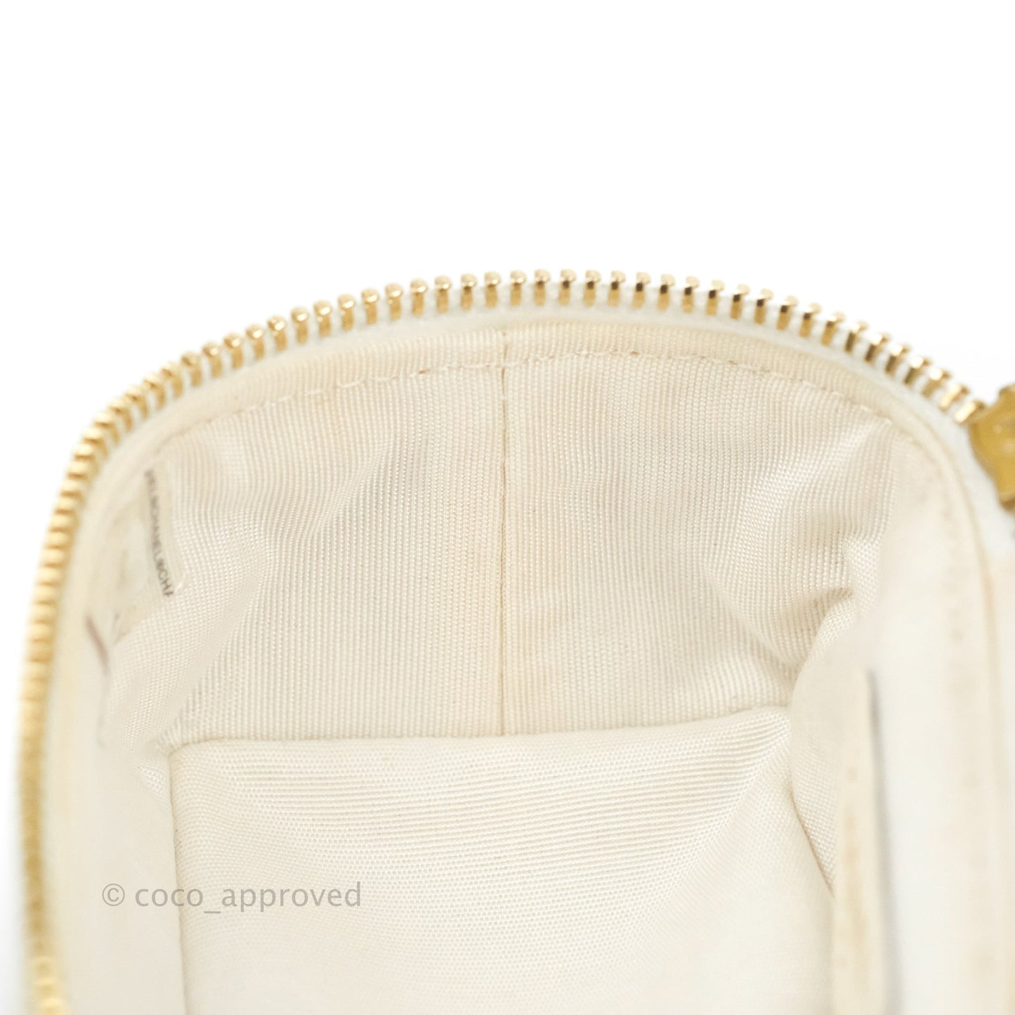 Chanel Mini Clutch With Chain White Caviar Aged Gold Hardware