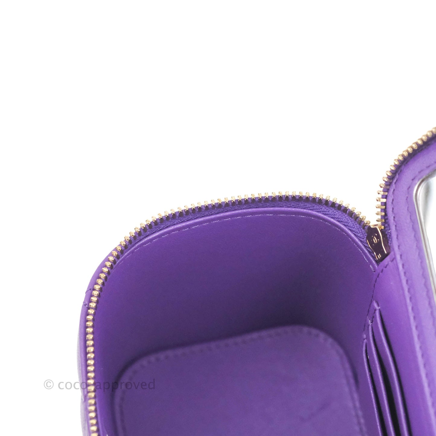Chanel Vanity Rectangular Top Handle Purple Lambskin Gold Hardware