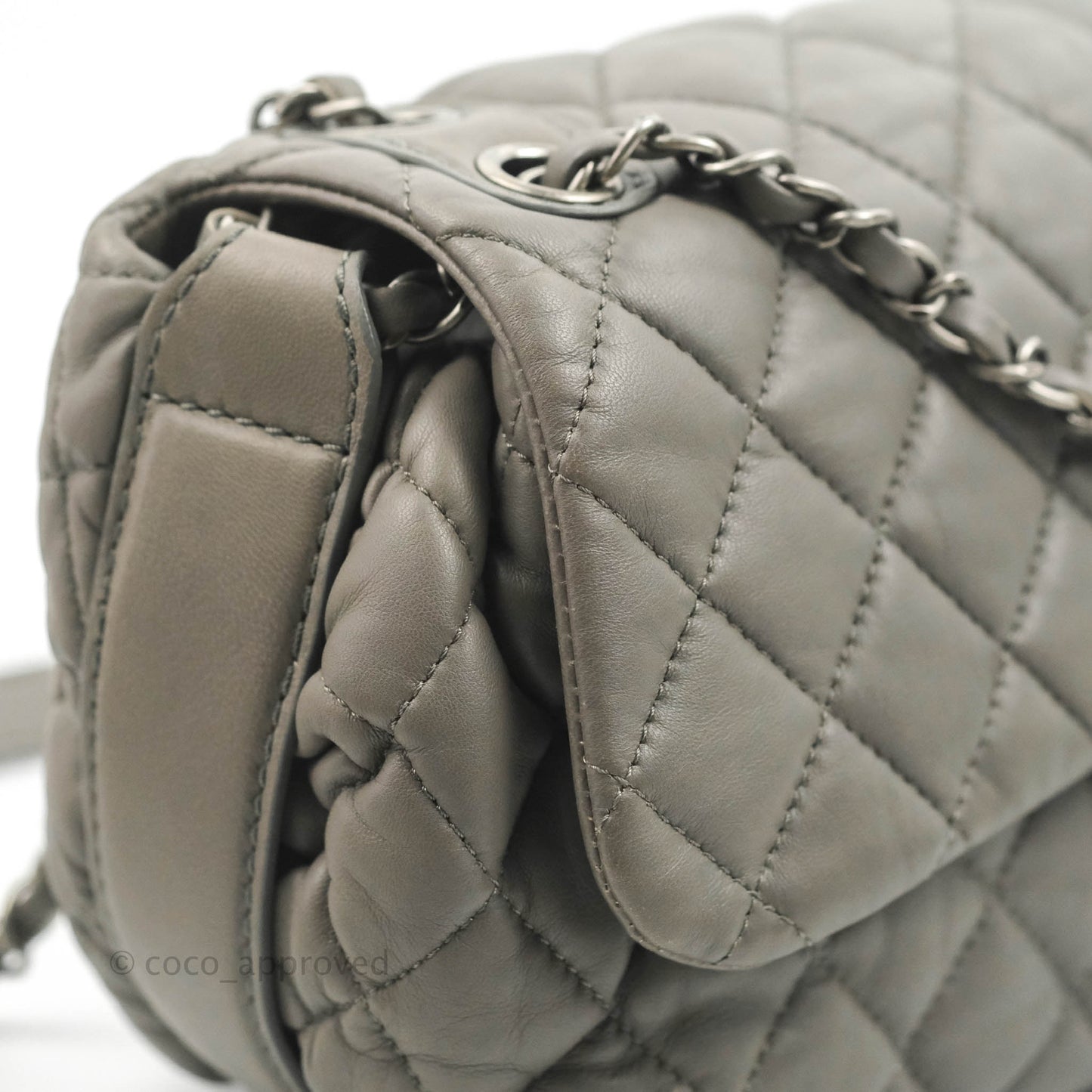 Chanel Medium Quilted Soft Accordion Flap Bag Grey Lambskin