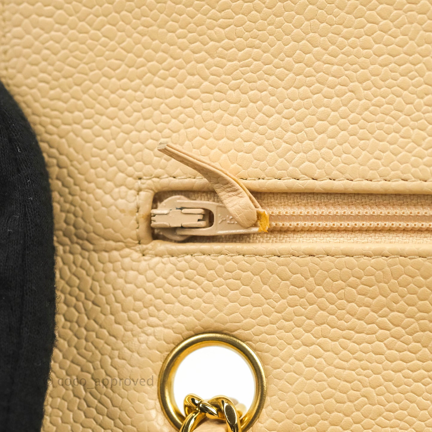 Chanel Classic M/L Medium Flap Quilted Beige Caviar Gold Hardware