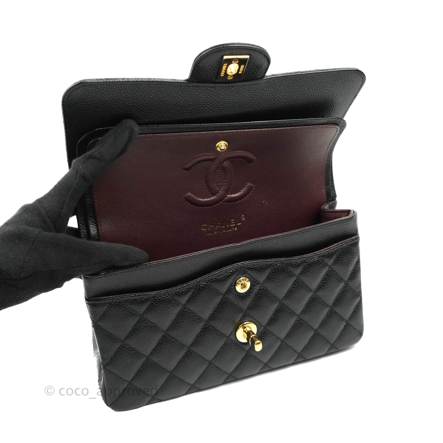 Chanel Small Classic Quilted Flap Black Caviar Gold Hardware