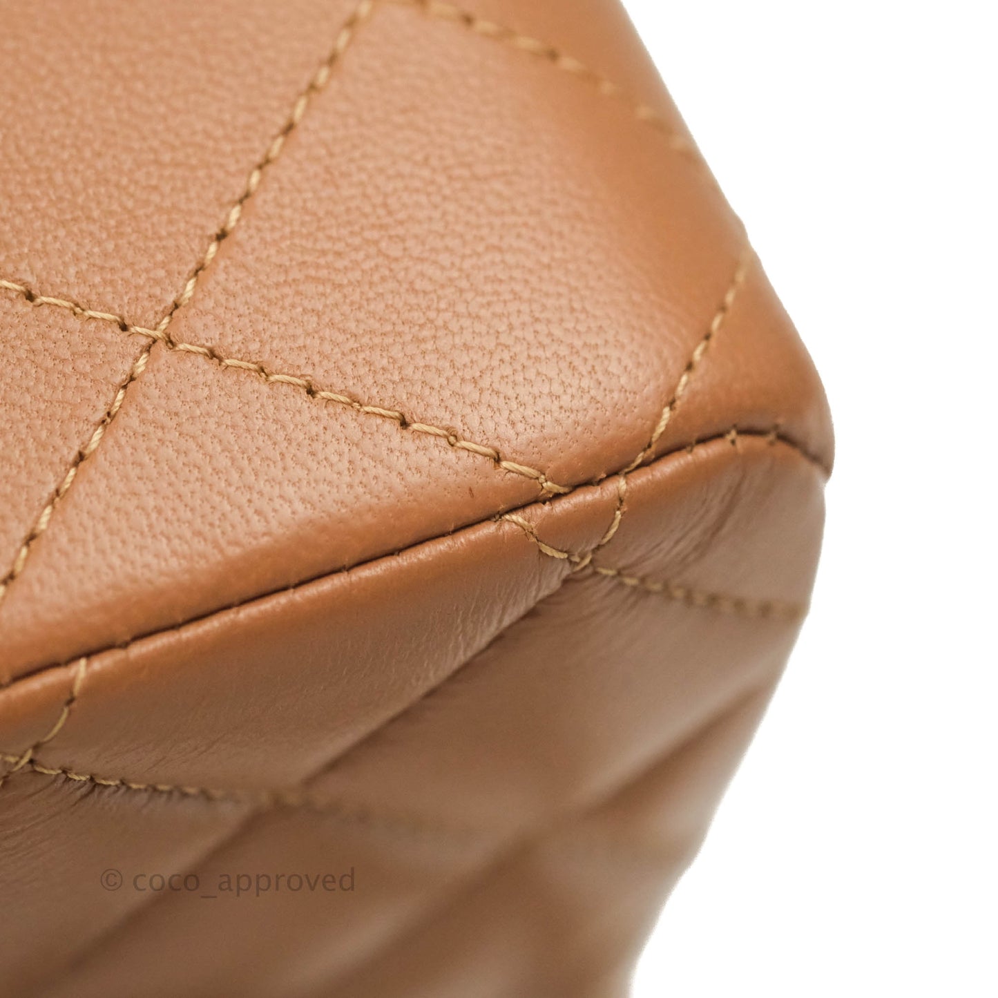 Chanel Classic M/L Medium Flap Quilted Dark Beige Caramel Lambskin Gold Hardware