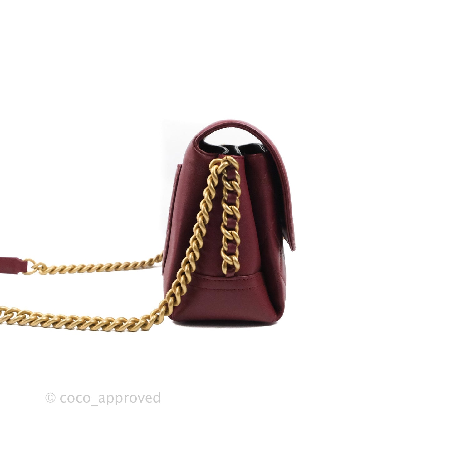 Chanel Flap Bag Dark Red Calfskin Aged Gold Hardware