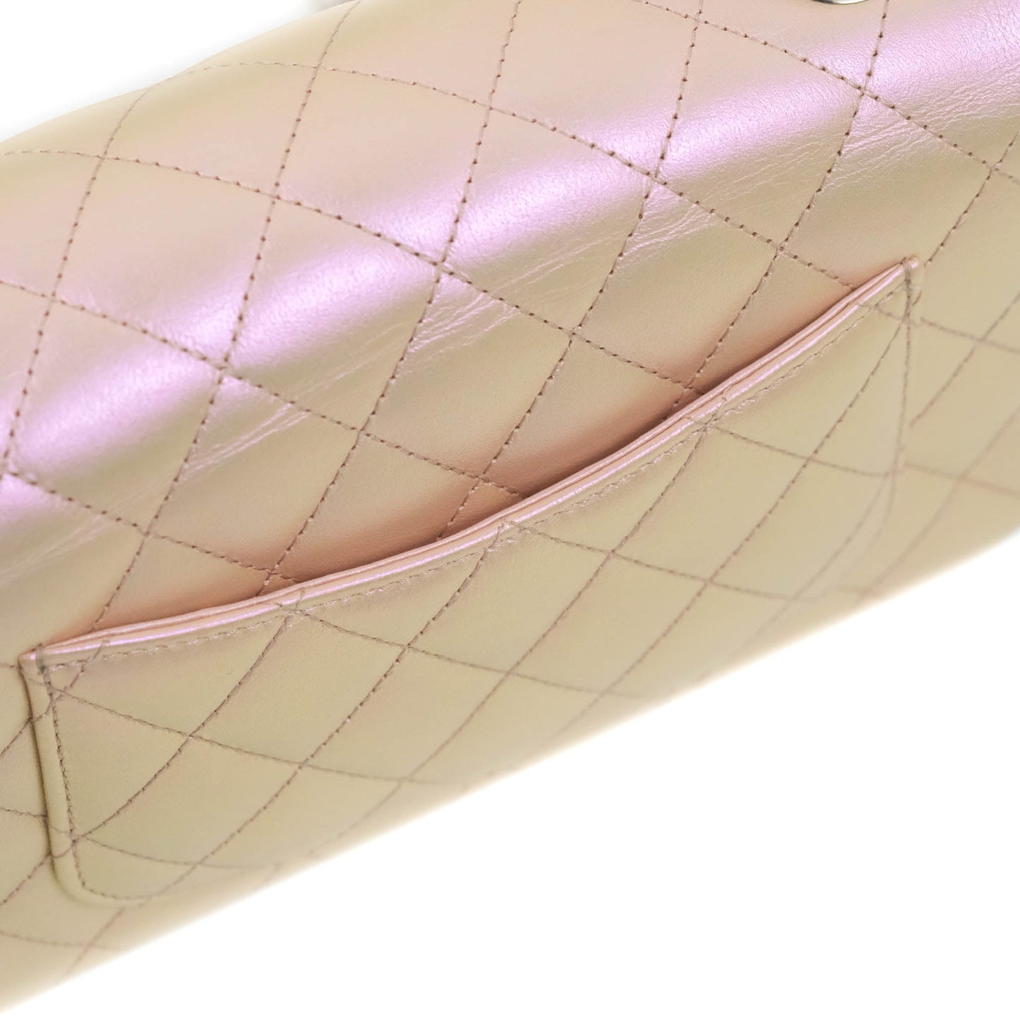 Chanel Quilted Mini Rectangular Flap Iridescent Pink Calfskin Silver Hardware