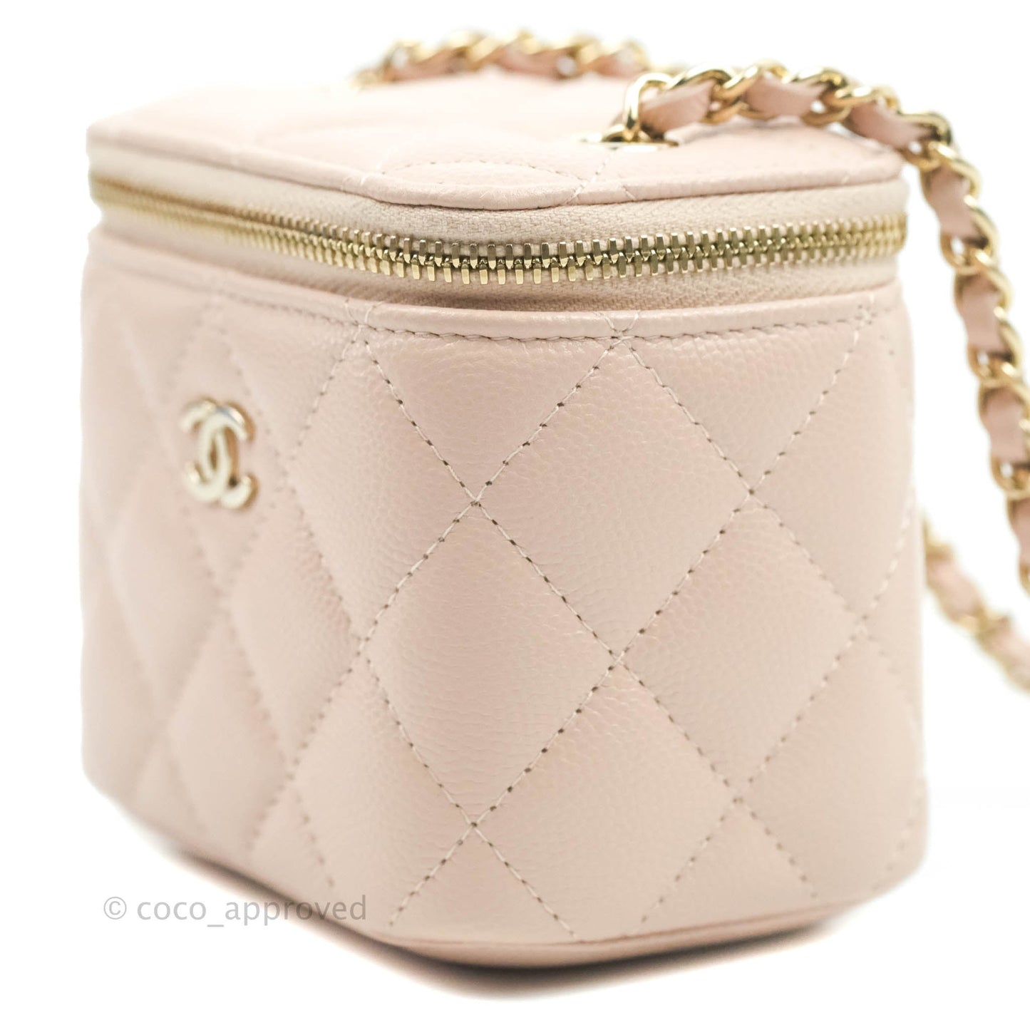 Chanel Classic Mini Vanity With Chain Light Pink Caviar Gold Hardware