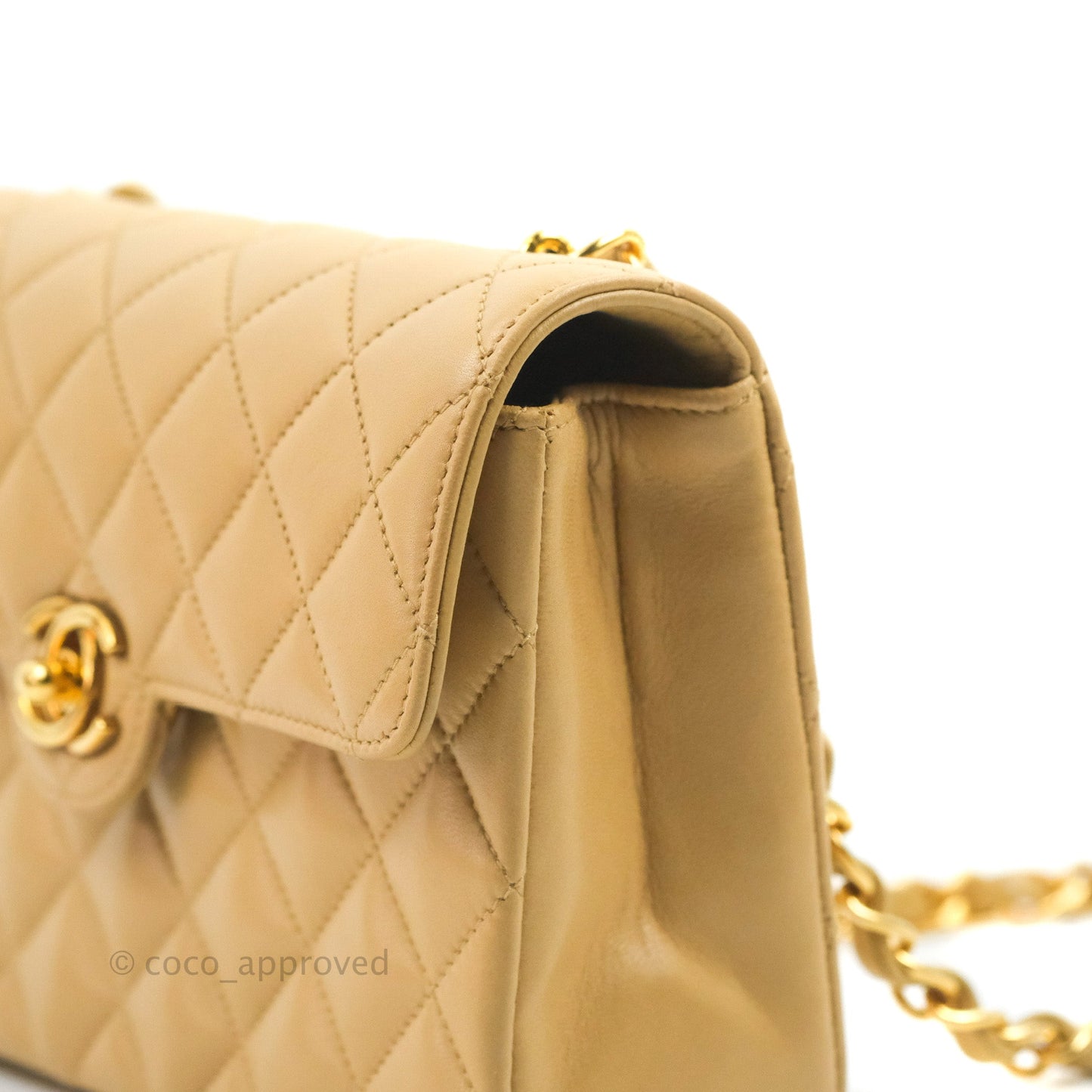 Chanel Vintage Mini Square Beige Lambskin 24K Gold Hardware