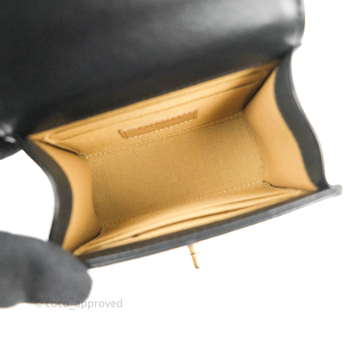 Chanel Mini Chic Pearls Flap Black Goatskin Gold Hardware