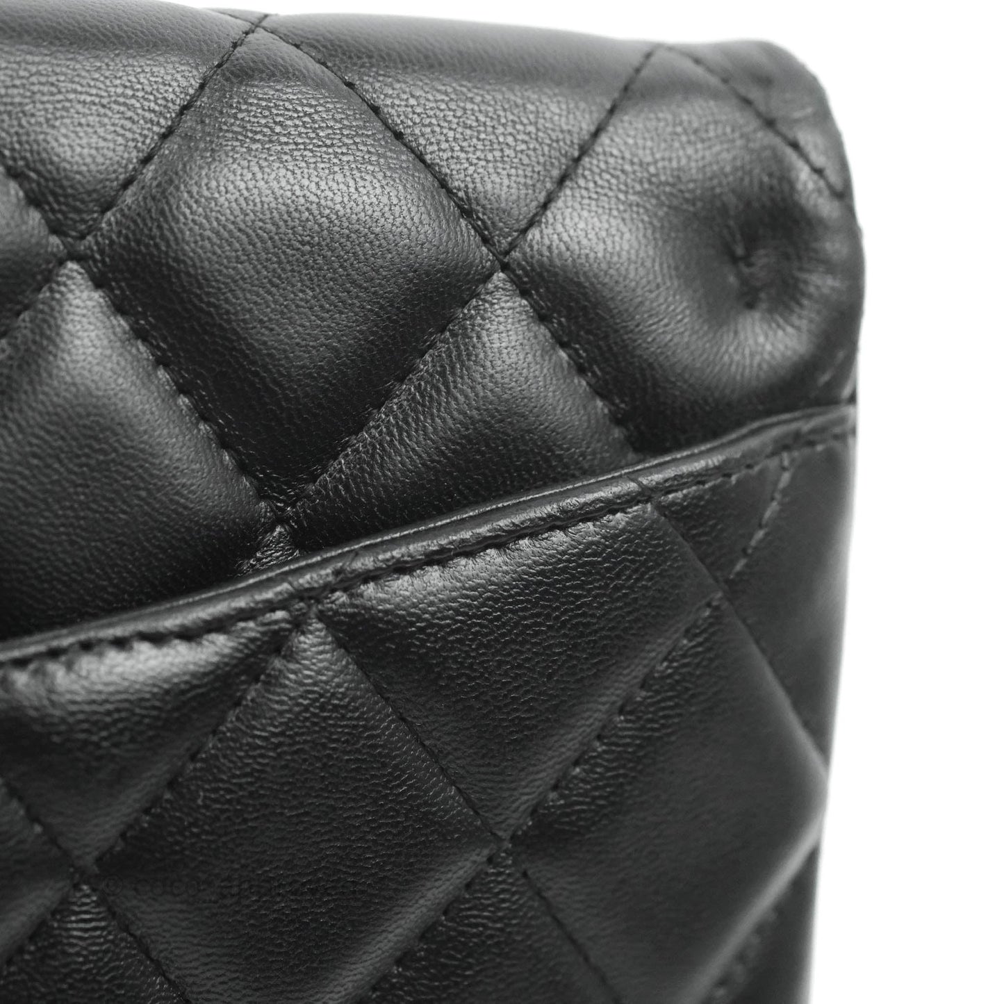 Chanel Quilted Clutch with Chain Lambskin Black Silver Hardware