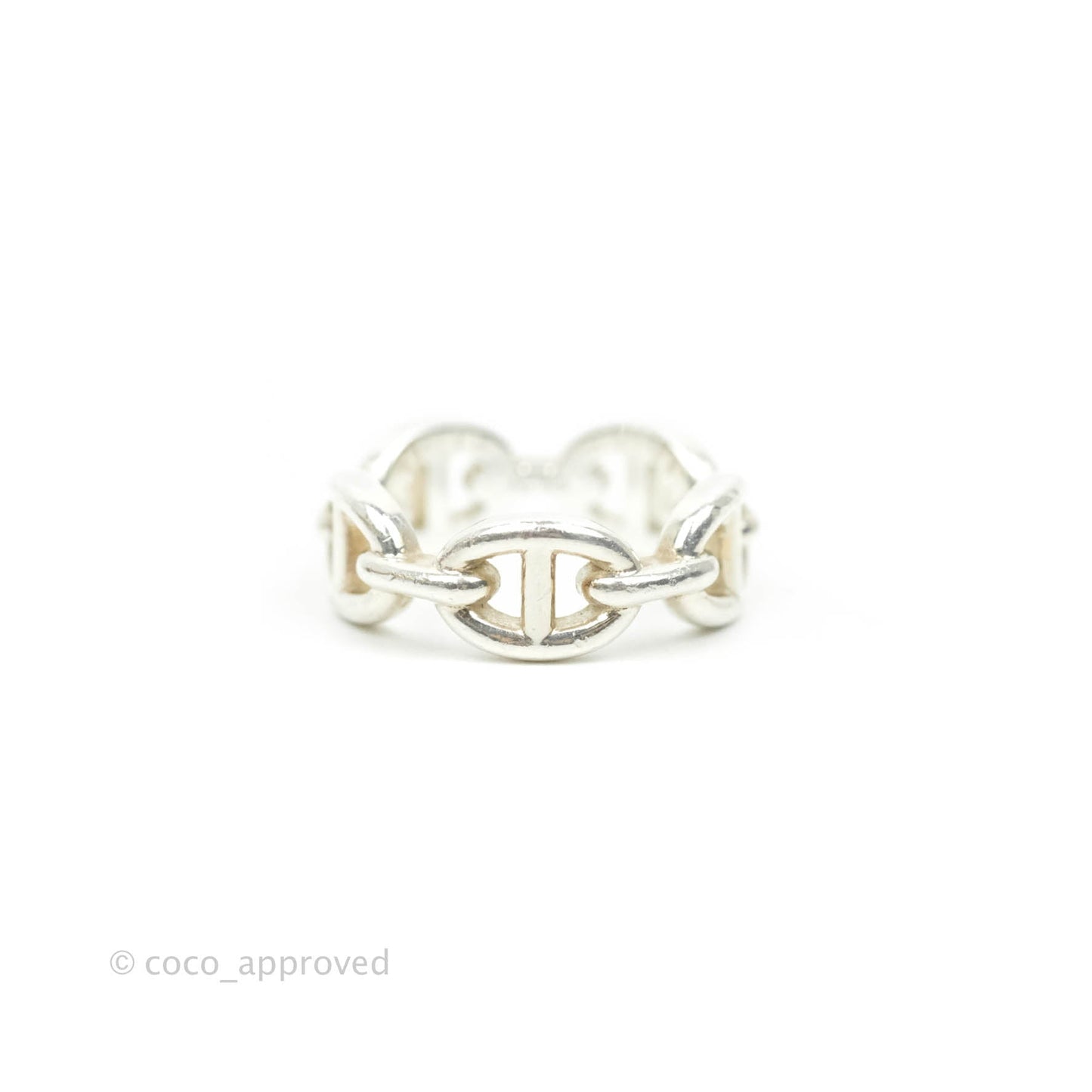 Hermès Sterling Silver PM Chaine d'Ancre Enchainee Band Ring 51