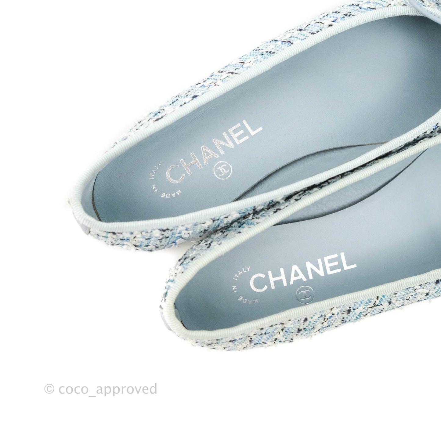 Chanel Blue Tweed Ballerina Flats Size 38.5