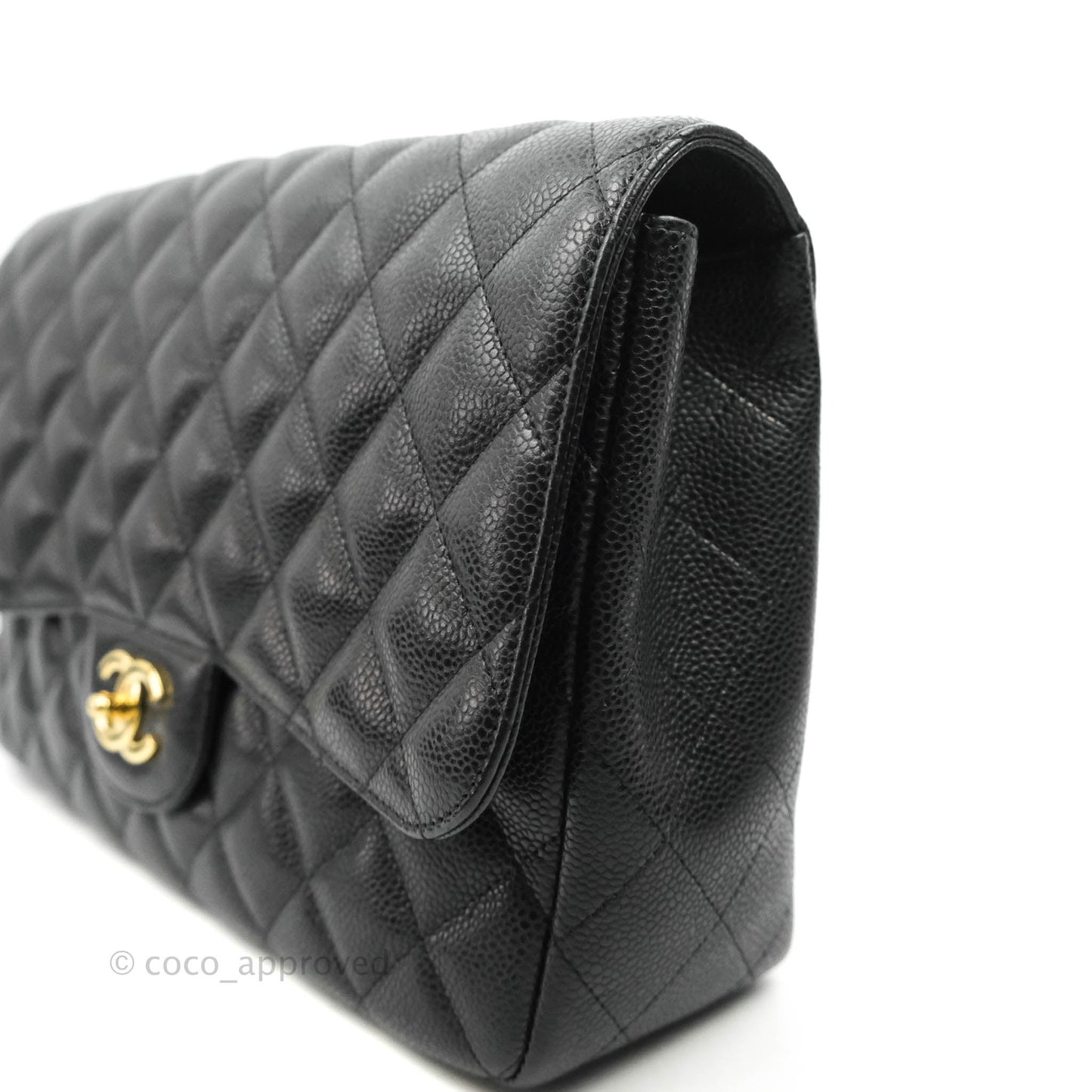 Chanel Jumbo Single Flap Black Caviar Gold Hardware