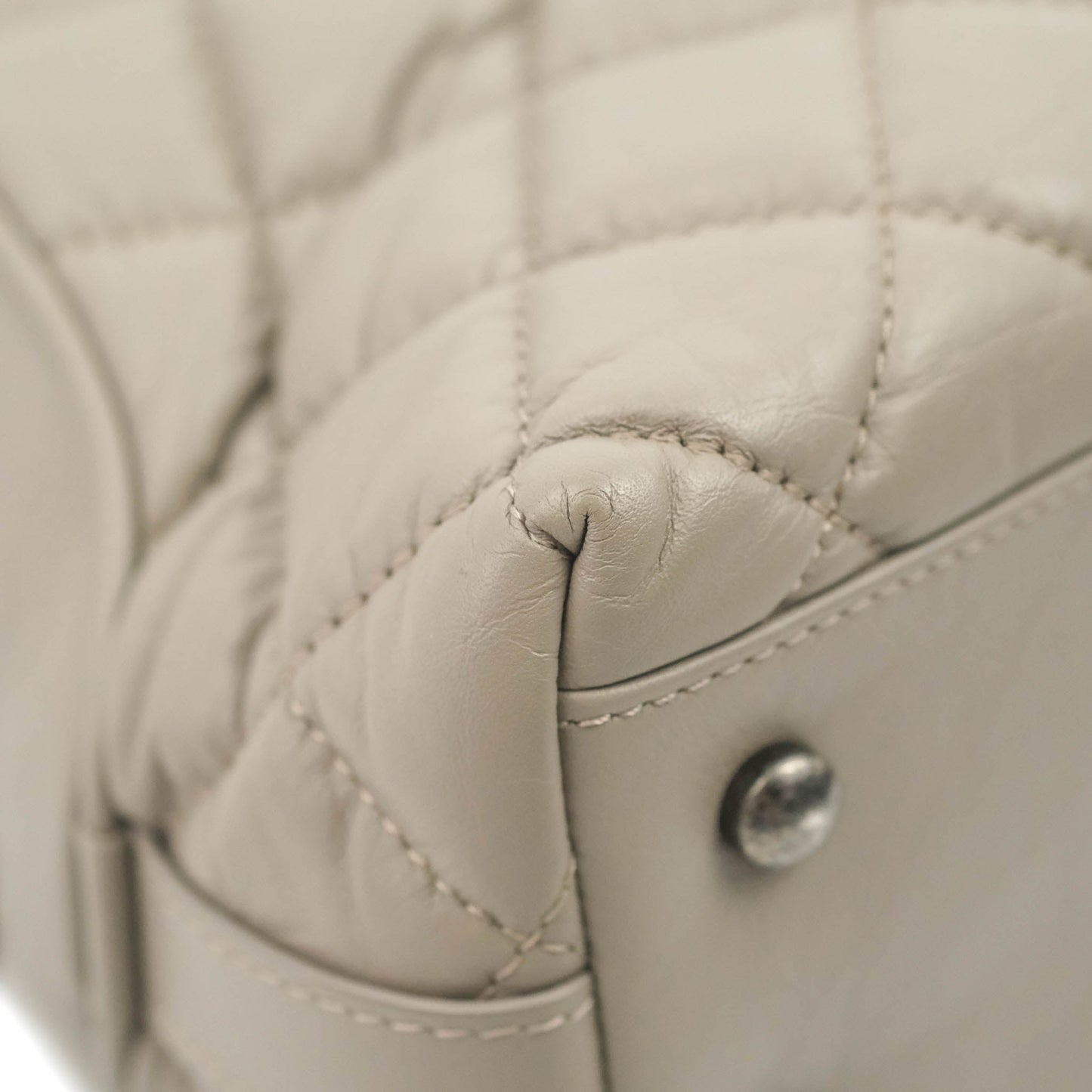 Chanel Quilted Small Coco Handle Bowling Bag Grey Aged Calfskin Ruthenium Hardware