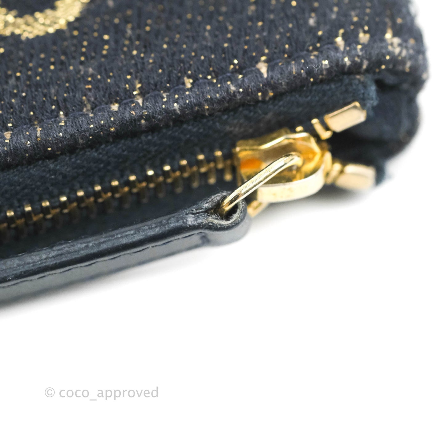 Chanel Mini Deauville O Case Navy Glitter Canvas Gold Hardware