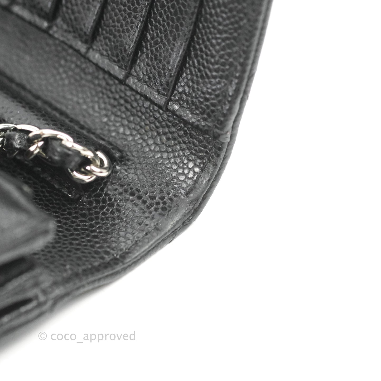 Chanel Quilted Mini Wallet on Chain WOC Black Caviar Silver Hardware