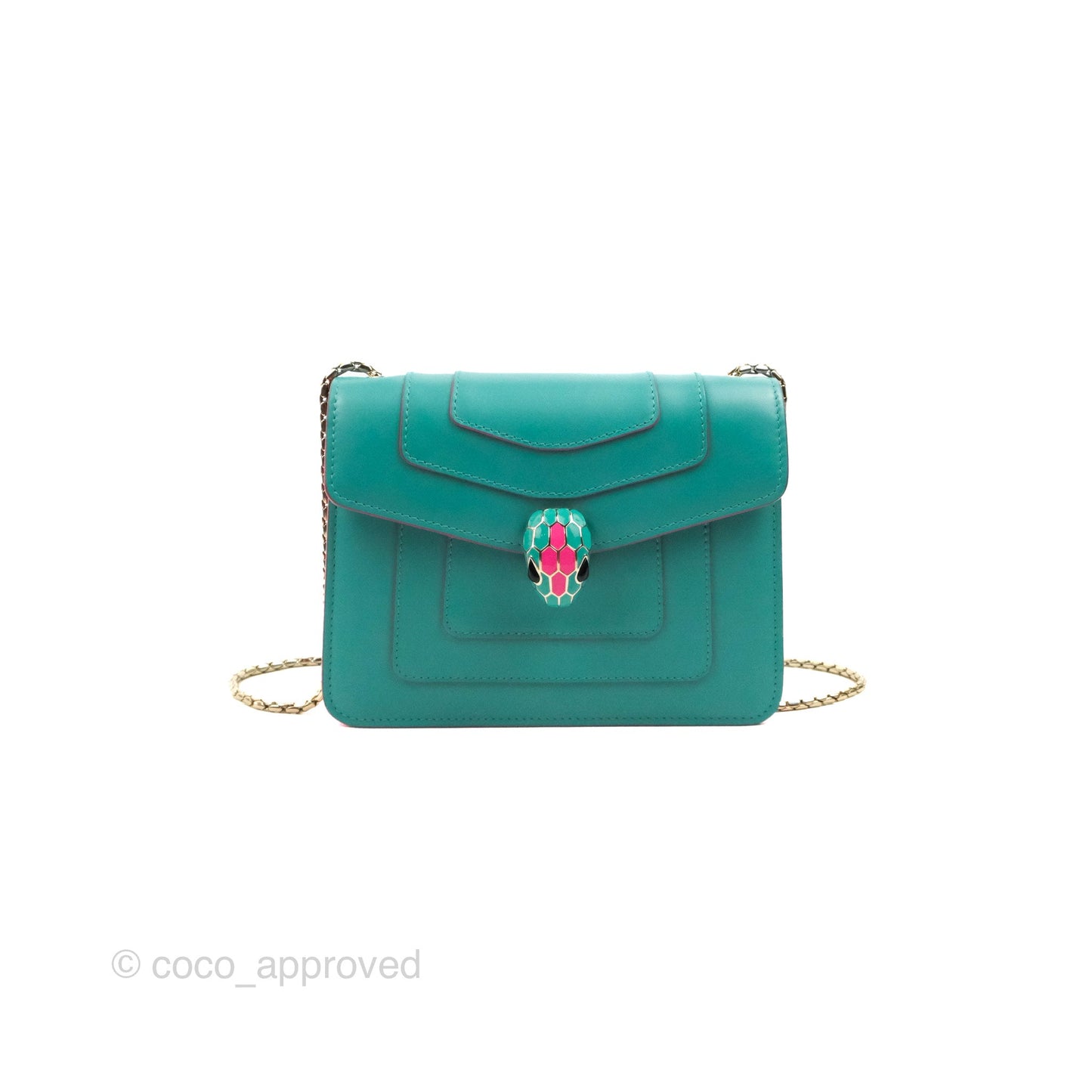 Bvlgari Serpenti Forever Small Crossbody Bag Green Gold Hardware