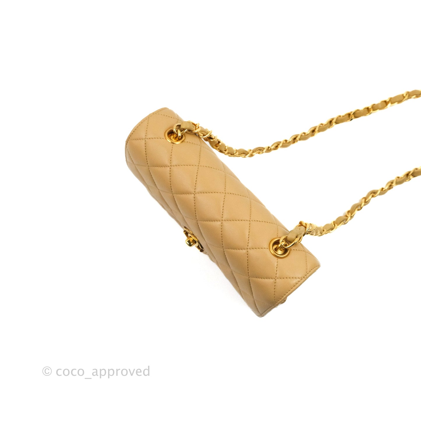 Chanel Vintage Mini Square Beige Lambskin 24K Gold Hardware
