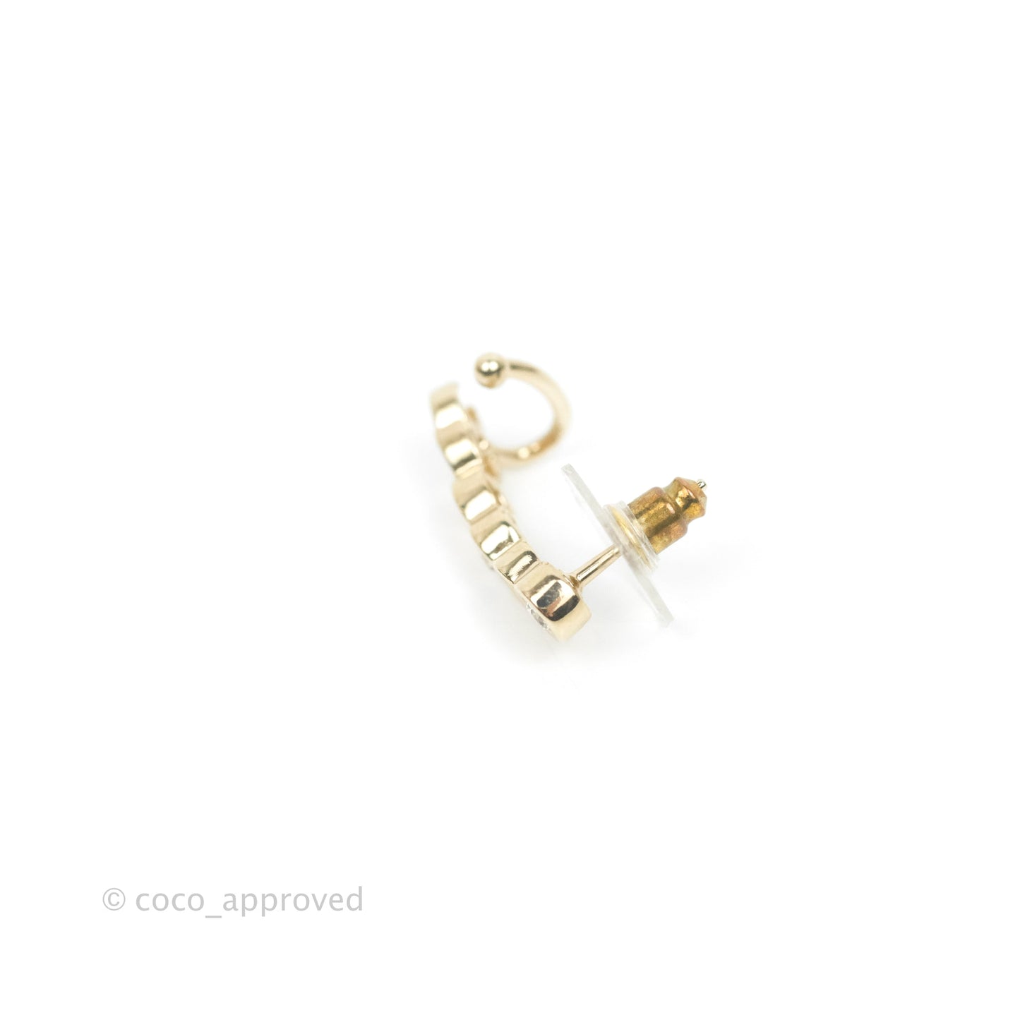 Chanel CC Coco Crystal Earrings Ear Clip Gold Tone 22P