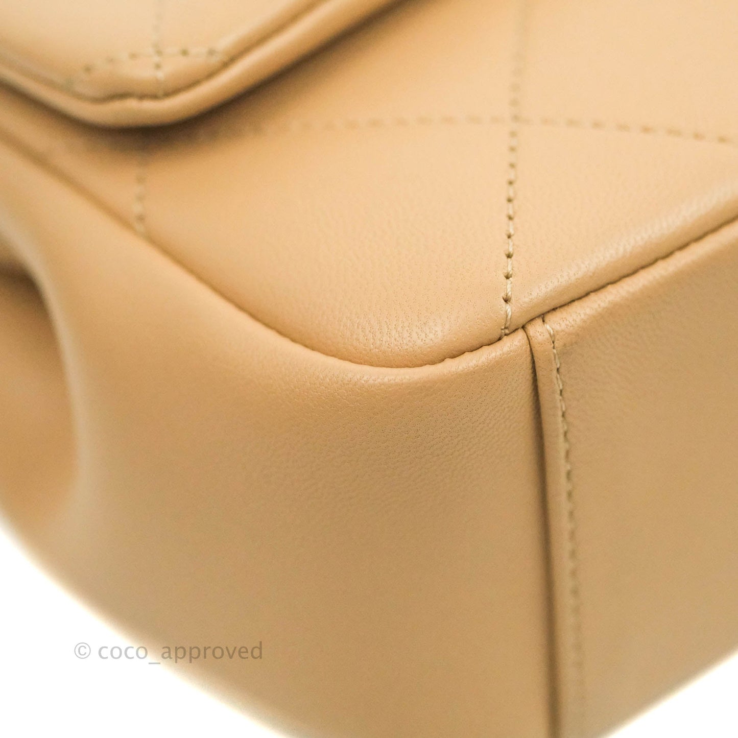 Chanel A Real Catch Quilted Flap Bag Beige Aged Gold Hardware