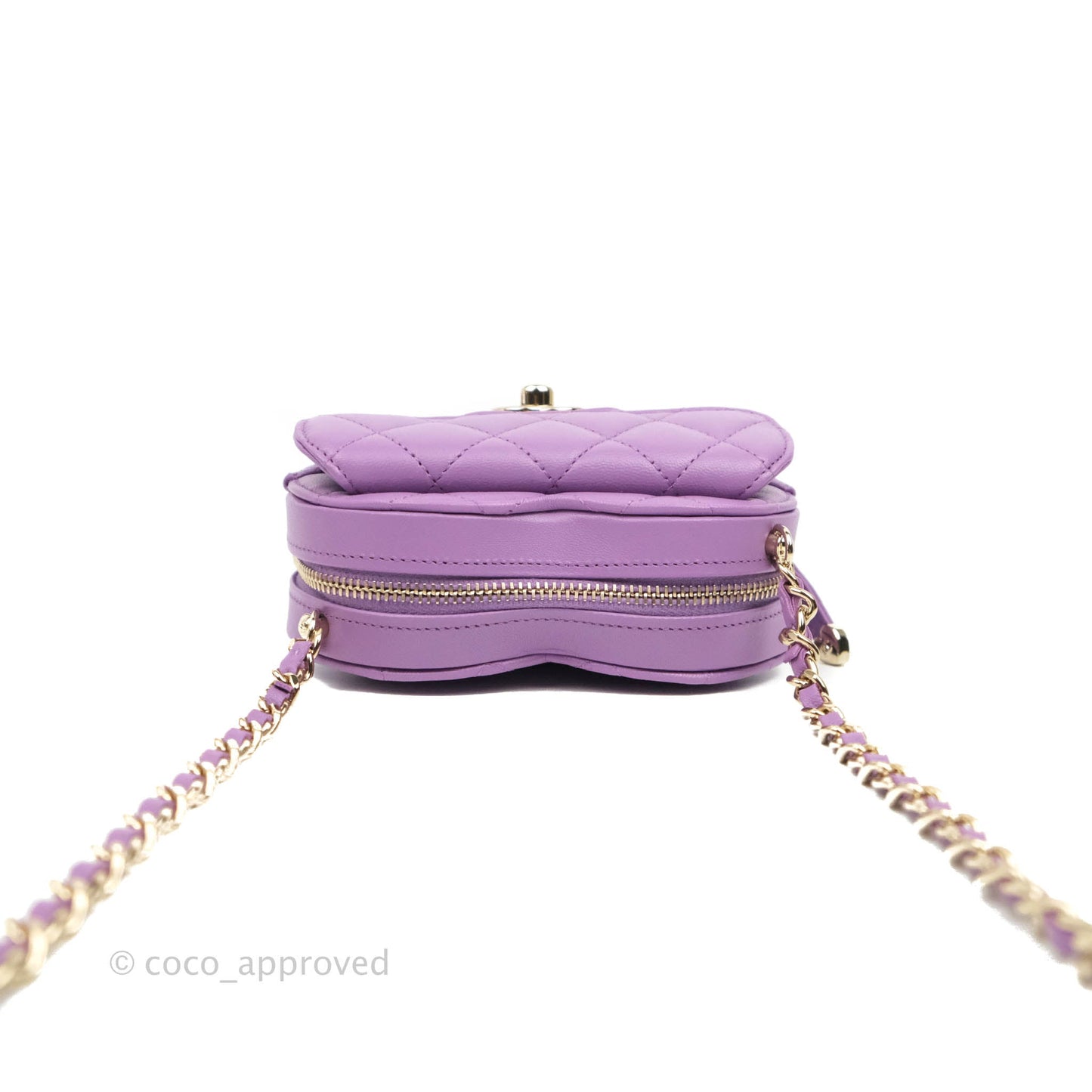 Chanel Small Heart Bag Purple Lambskin Gold Hardware 22S