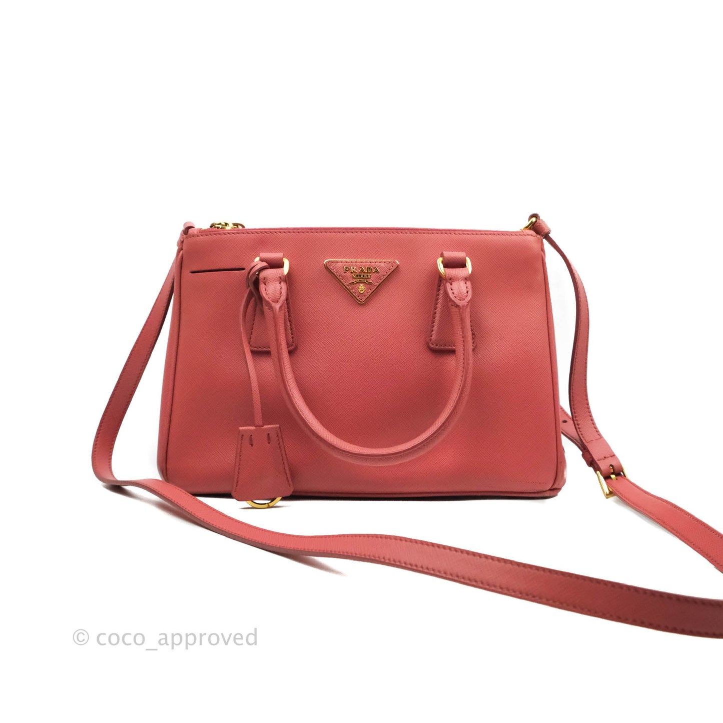 Prada Small Saffiano Lux Pink Tamaris Galleria Bag