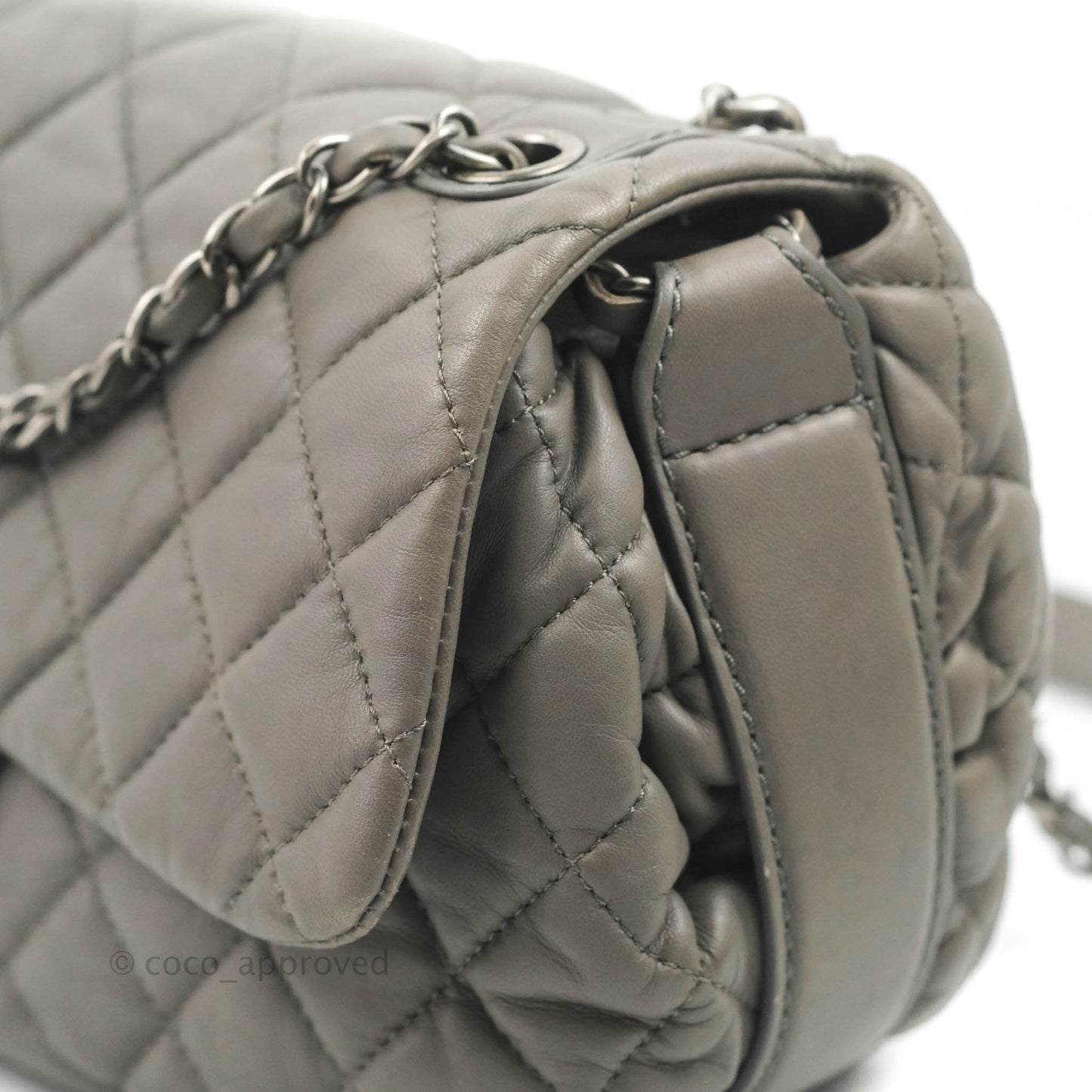 Chanel Medium Quilted Soft Accordion Flap Bag Grey Lambskin