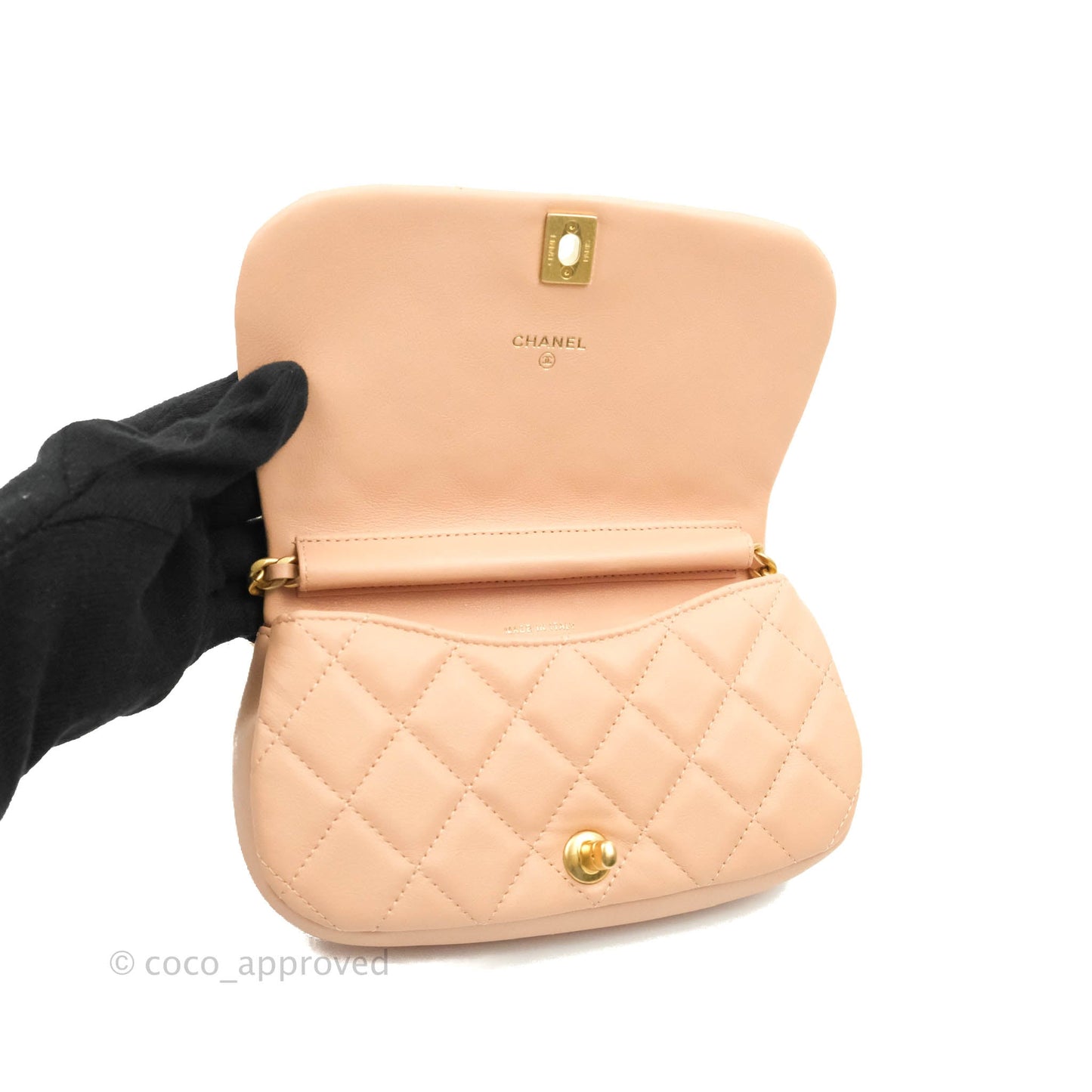 Chanel Clutch with Chain Beige Pink Calfskin Aged Gold Hardware