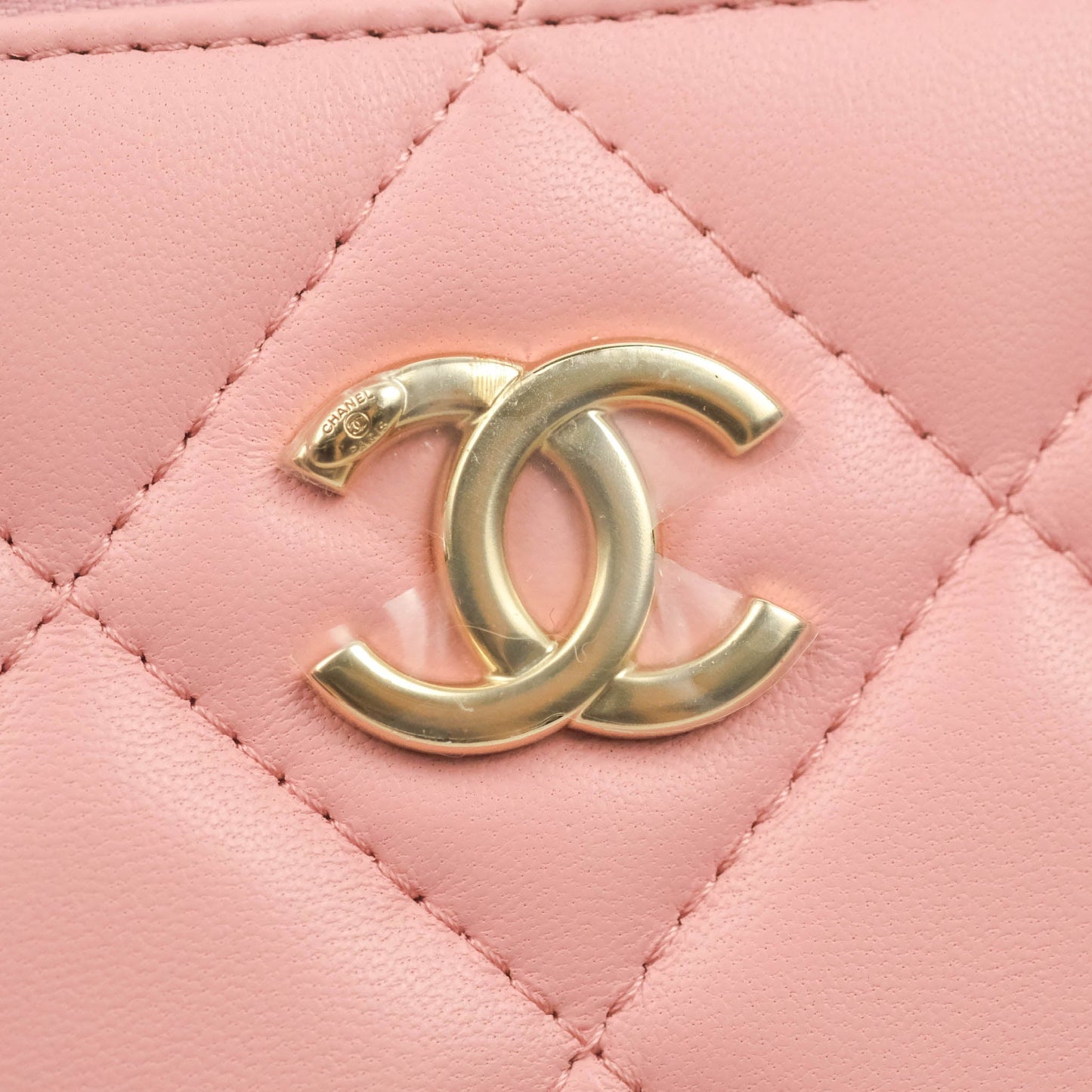 Chanel Resin Elegant Chain Vanity Case Pink Lambskin Gold Hardware