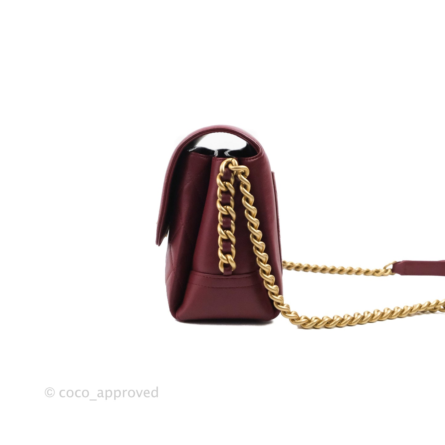 Chanel Flap Bag Dark Red Calfskin Aged Gold Hardware