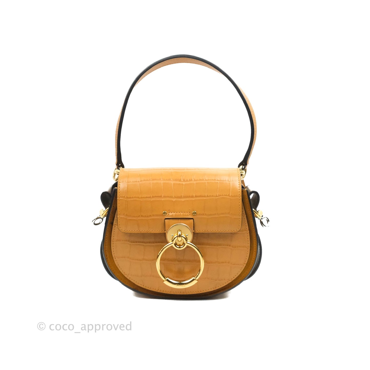 Chloe Small Croc-Embossed Tess Brown Bag