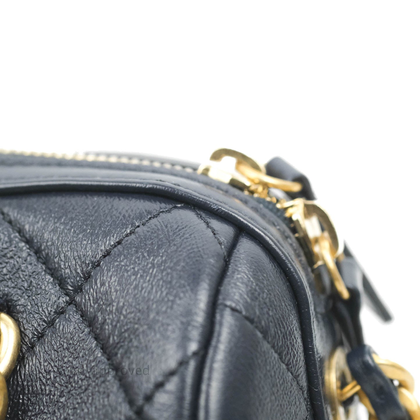 Chanel Quilted Fashion Therapy Bowling Bag Dark Navy Lambskin Gold Hardware