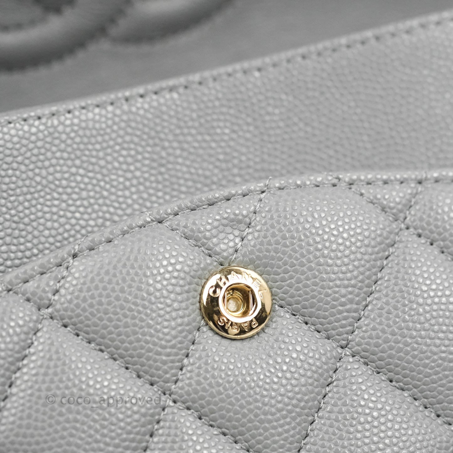 Chanel Classic M/L Medium Flap Quilted Grey Caviar Gold Hardware 20C