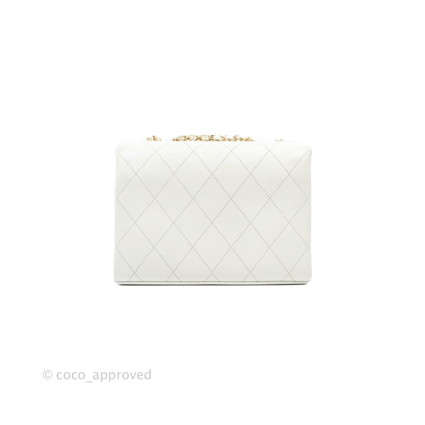 Chanel Flap Bag White Calfskin Gold Hardware 19S