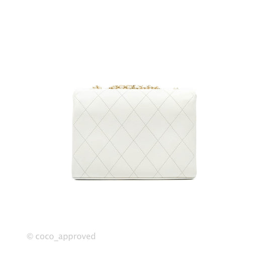 Chanel Flap Bag White Calfskin Gold Hardware 19S