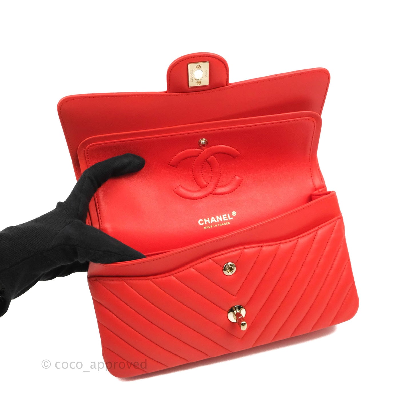 Chanel Classic M/L Medium Double Flap Brick Red Lambskin Gold Hardware