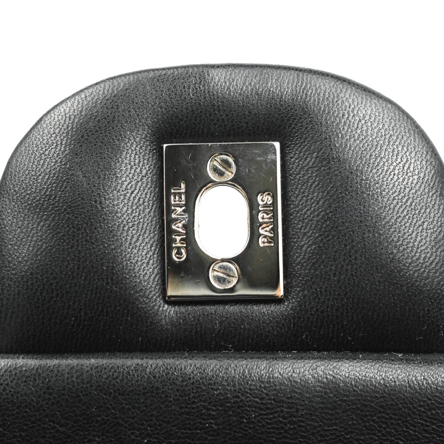 Chanel Quilted Maxi Single Flap Black Lambskin Silver Hardware