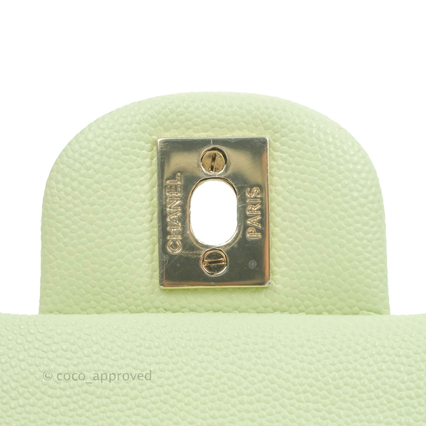 Chanel Small Classic Quilted Flap Pastel Green Caviar Gold Hardware