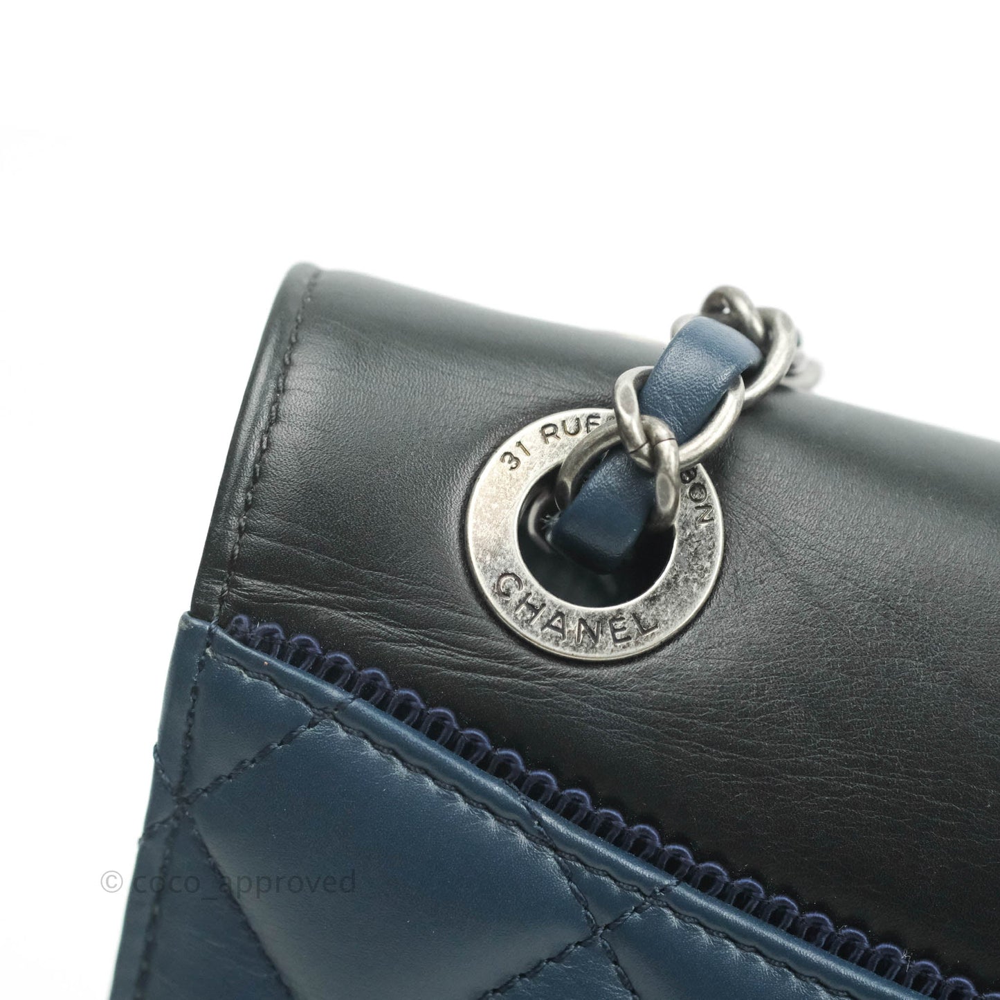Chanel Quilted Ballerina Small Flap Bag Blue Black Ruthenium Hardware
