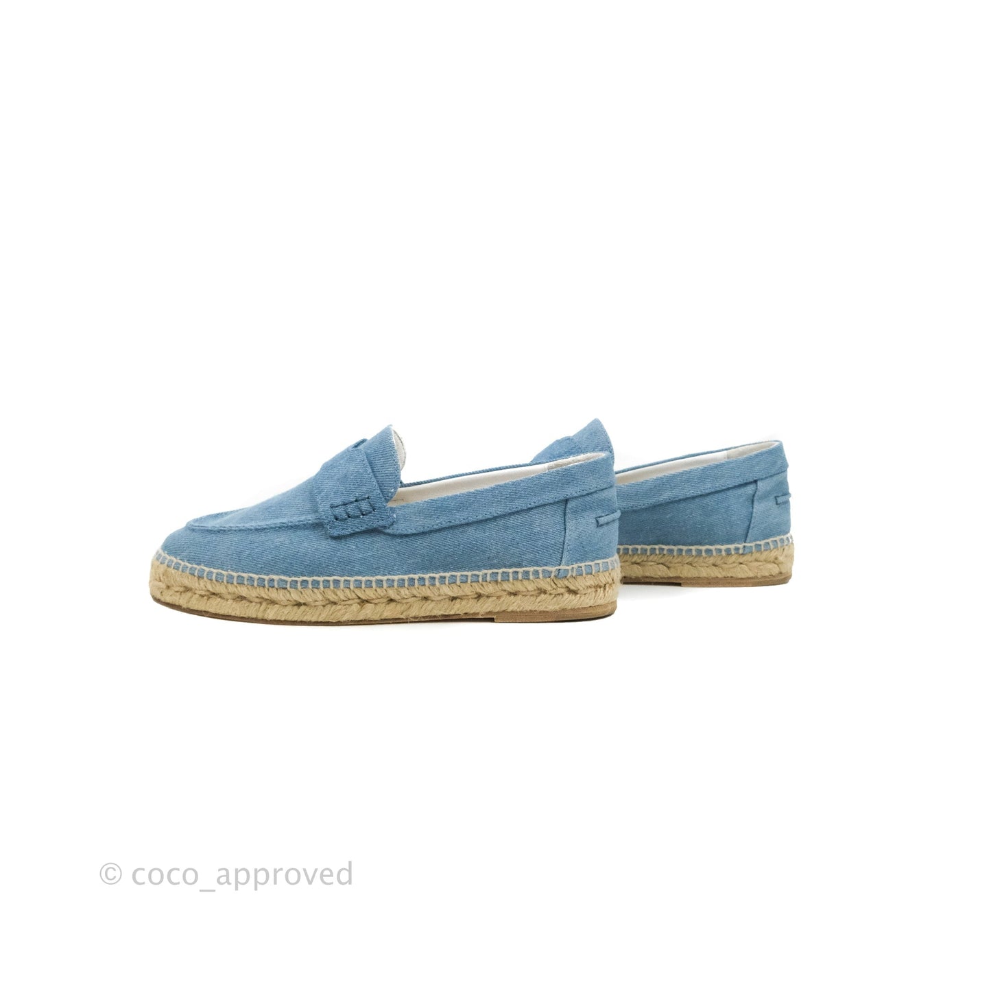 Hermes Denim Canvas Trip Espadrilles Bleu Clair Size 36