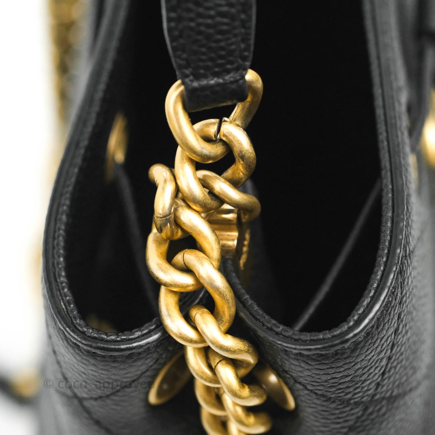 Chanel Black Grained Calfskin Drawstring Bucket Bag