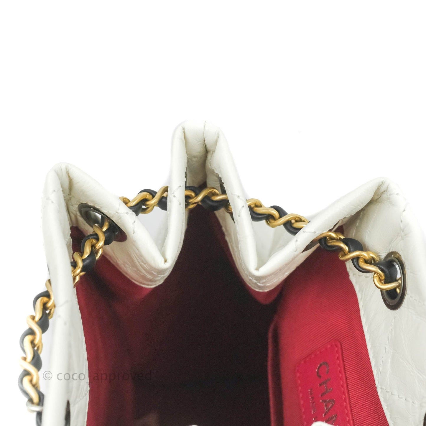 Chanel Small Gabrielle Backpack White Black Aged Calfskin